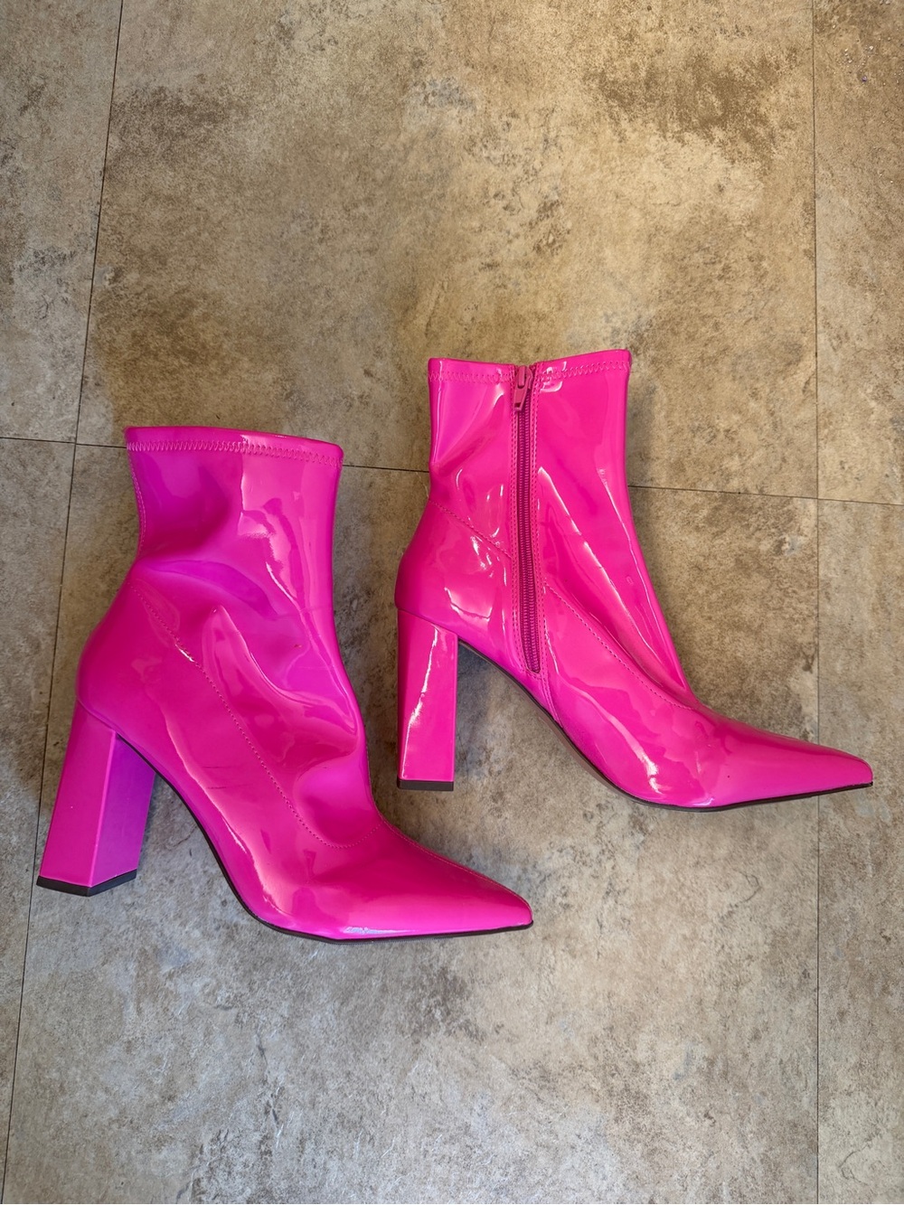 Wild Pair Hot Pink Patent Ankle Boots